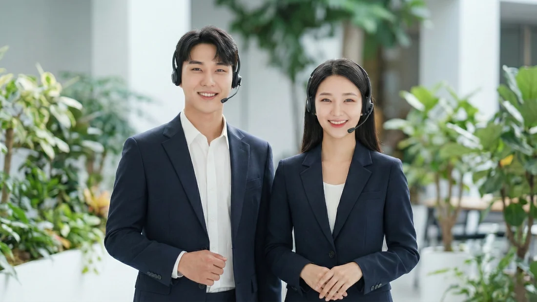 SK정보이용료현금화 인증 단계를 안내하는 상담원 모습